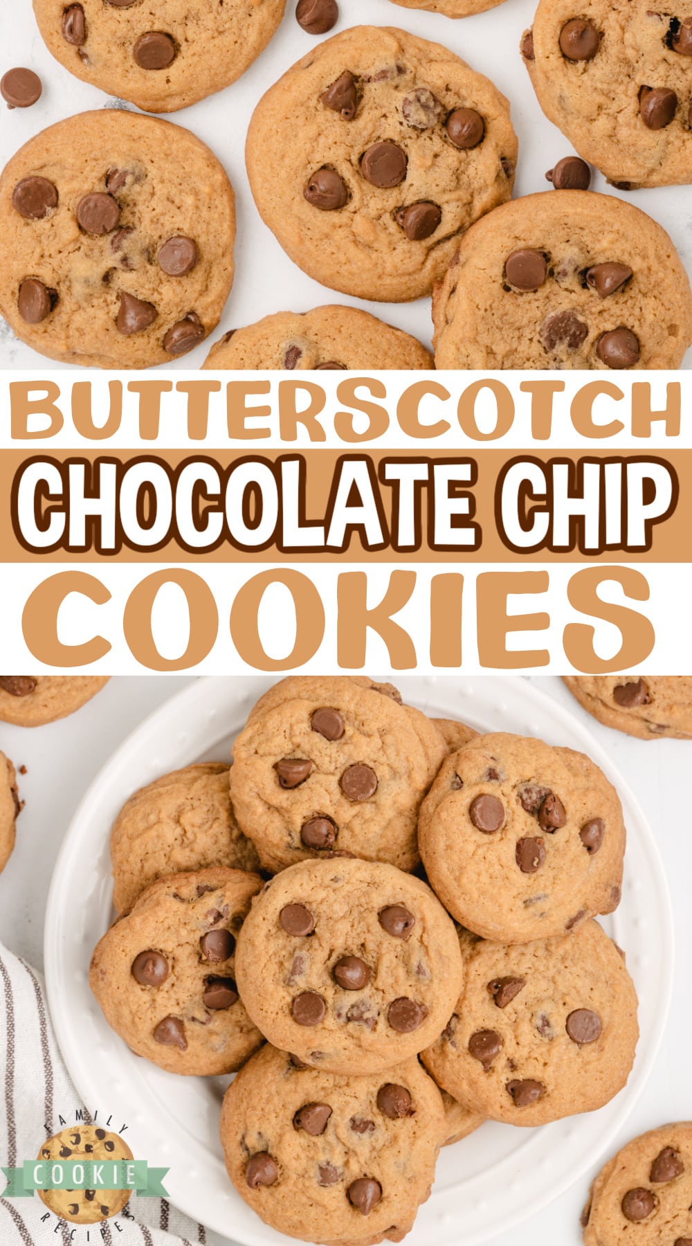 Butterscotch Chocolate Chip Cookies are made with butterscotch pudding mix and milk chocolate chips. Amazingly soft and chewy cookies bursting with butterscotch flavor.