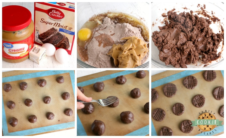 How to make chocolate cake mix cookies with peanut butter