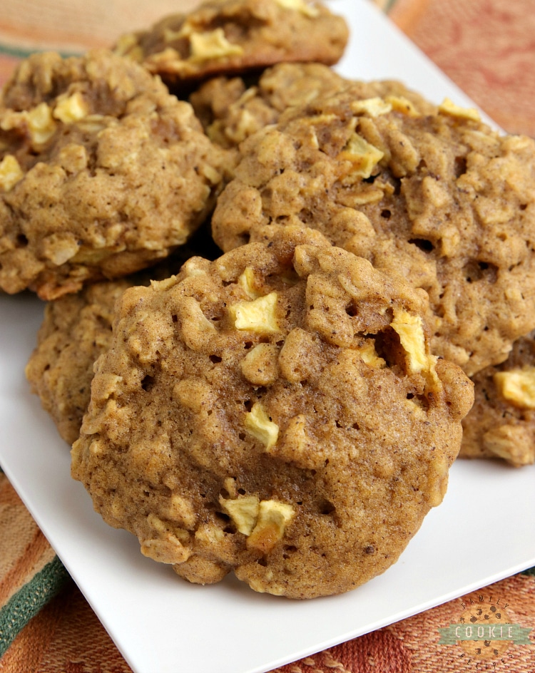 Apple Pumpkin Oatmeal Cookies are thick, soft, chewy and full of pumpkin flavor and fresh apples. The perfect cookie recipe for fall!