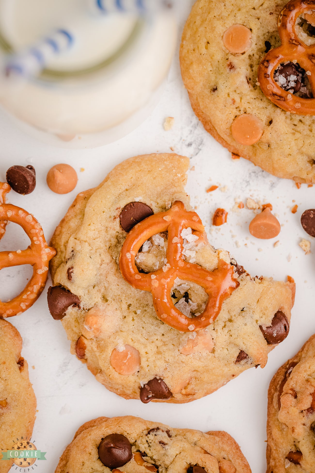 bite into a butterscotch cookie with pretzels
