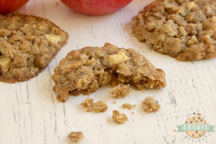 Caramel Apple Oatmeal Cookies are soft, chewy and full of fresh apples and caramel baking chips. Perfect cookie recipe for fall!