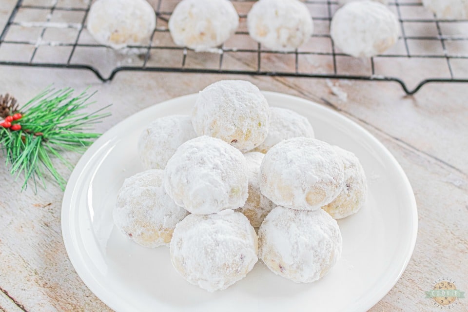 Cranberry Pistachio Snowball Cookies recipe