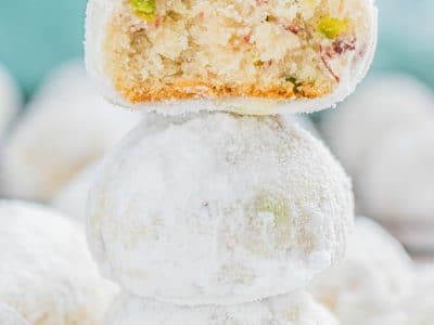 Cranberry Pistachio Snowball Cookies recipe