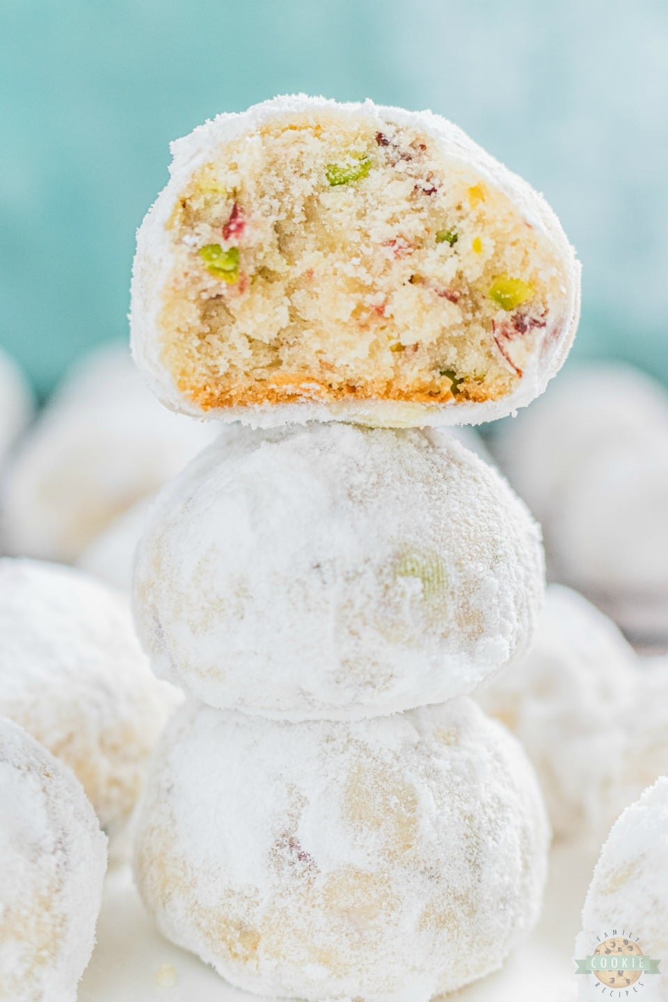 Cranberry Pistachio Snowball Cookies recipe