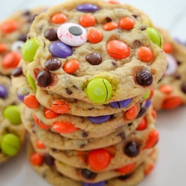Easy M&M Candy Halloween Cookies recipe
