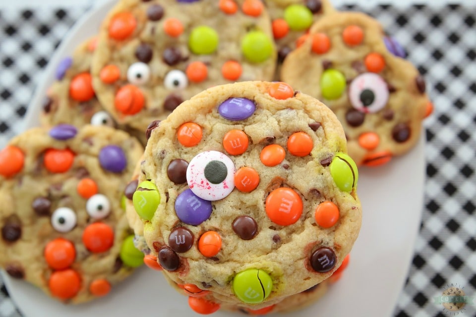 Easy M&M Candy Halloween Cookies recipe