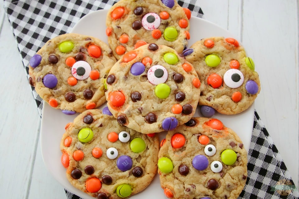Easy M&M Candy Halloween Cookies recipe