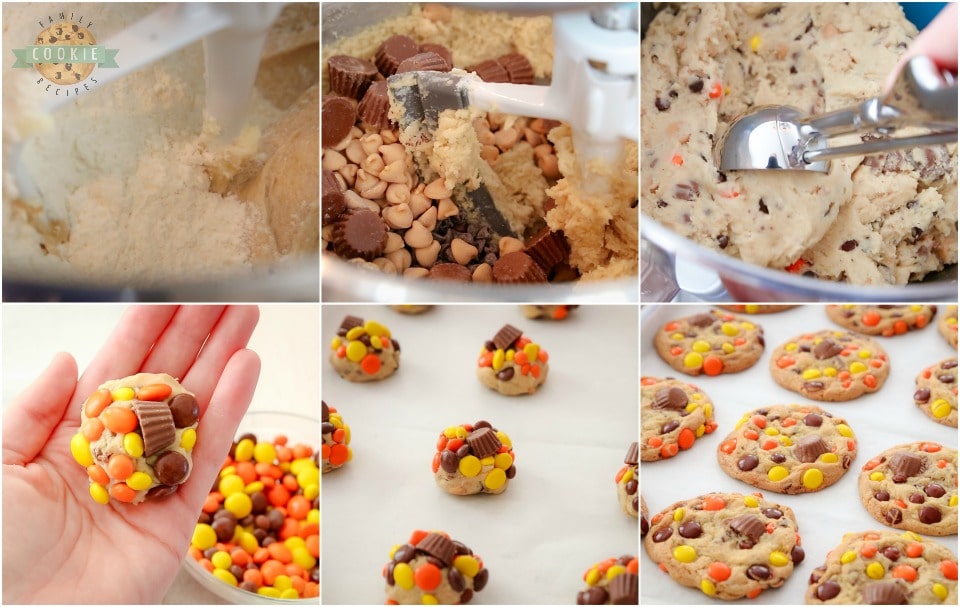 how to make Loaded Reeses Cookies recipe