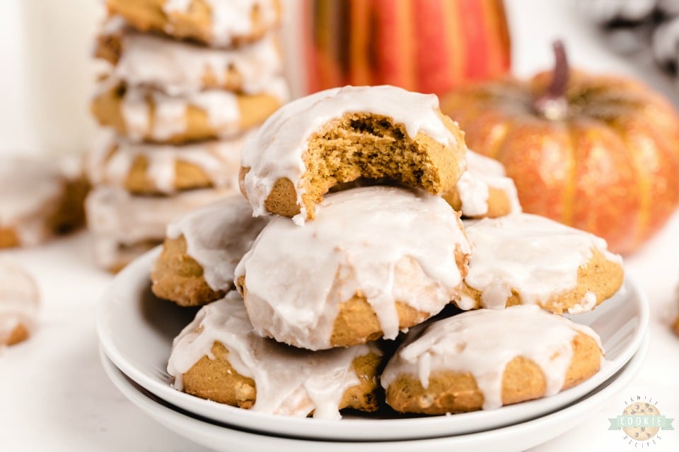 pillowy soft iced pumpkin cookies