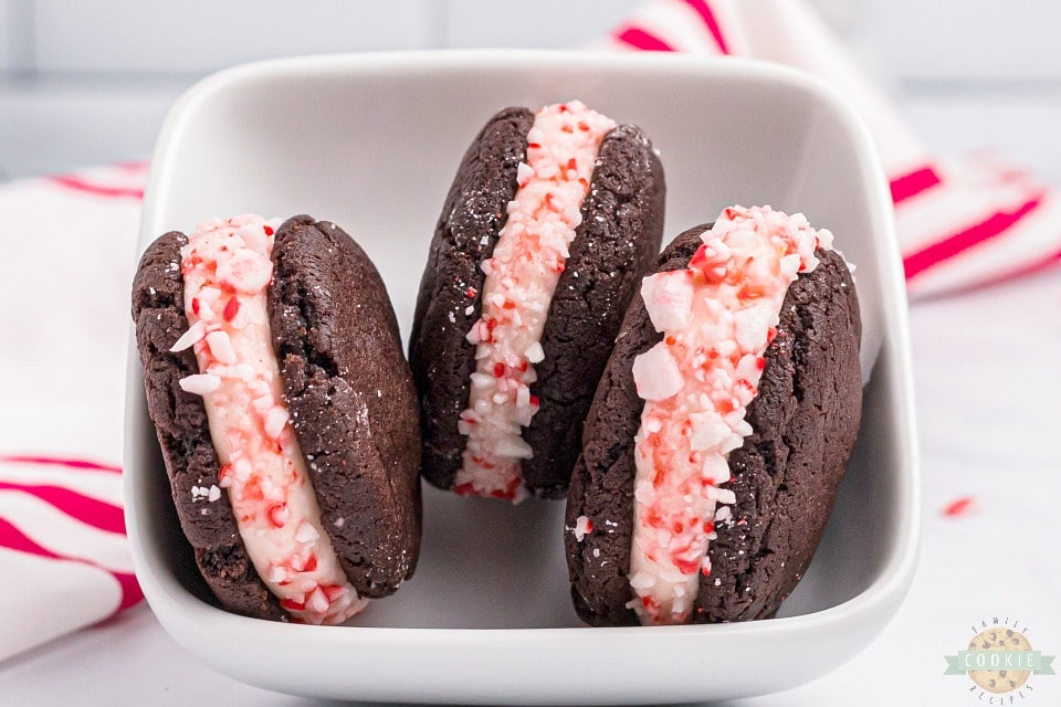 Holiday Chocolate Peppermint Sandwich Cookies
