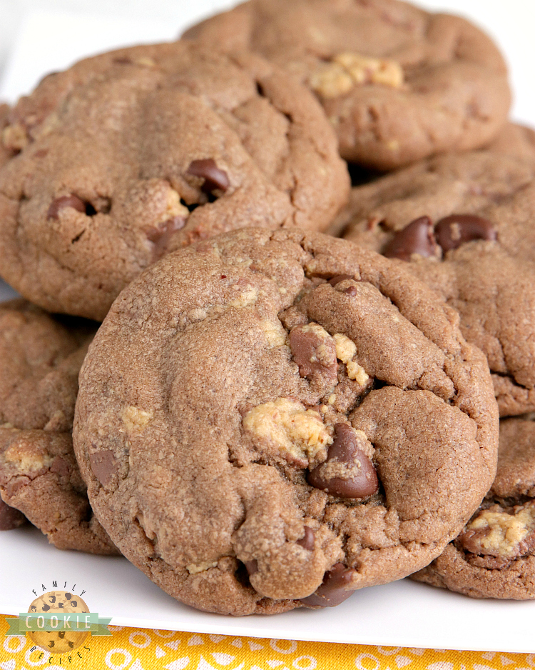 Reese's Chocolate Peanut Butter Cookies are full of chocolate, peanut butter and Reese's Peanut Butter Cups. Peanut butter cookie recipe that is soft, chewy and absolutely perfect!