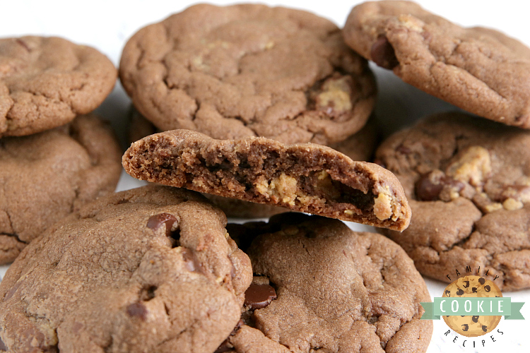 Peanut butter cookies with chocolate and peanut butter cups