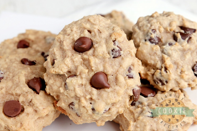 Applesauce cookies with oats and chocolate chips
