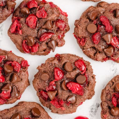 double chocolate cookies with cherries
