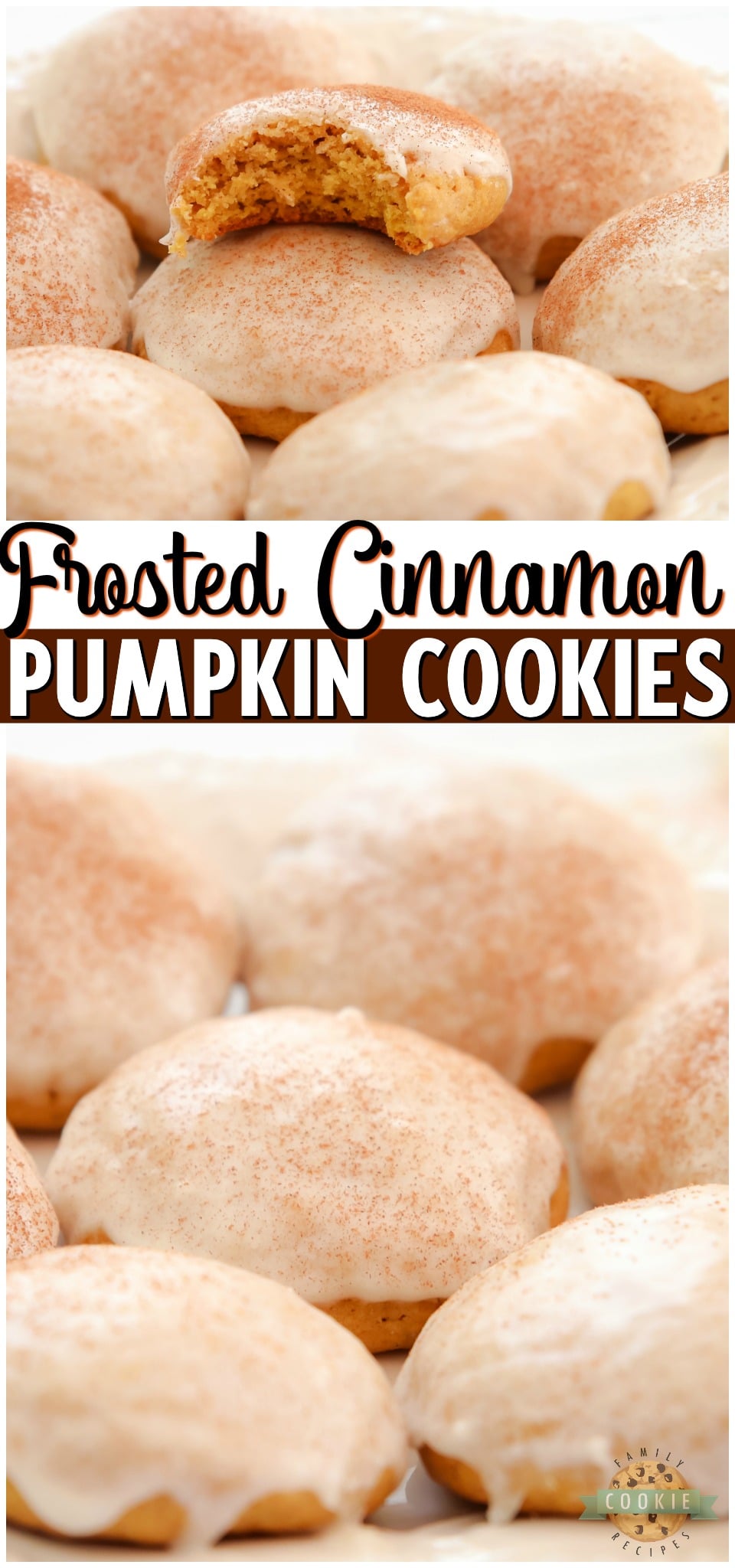 Iced Cinnamon Pumpkin Cookies are soft & pillowy pumpkin cookies topped with a simple vanilla icing and cinnamon. Lovely texture & flavor in these homemade pumpkin sugar cookies.