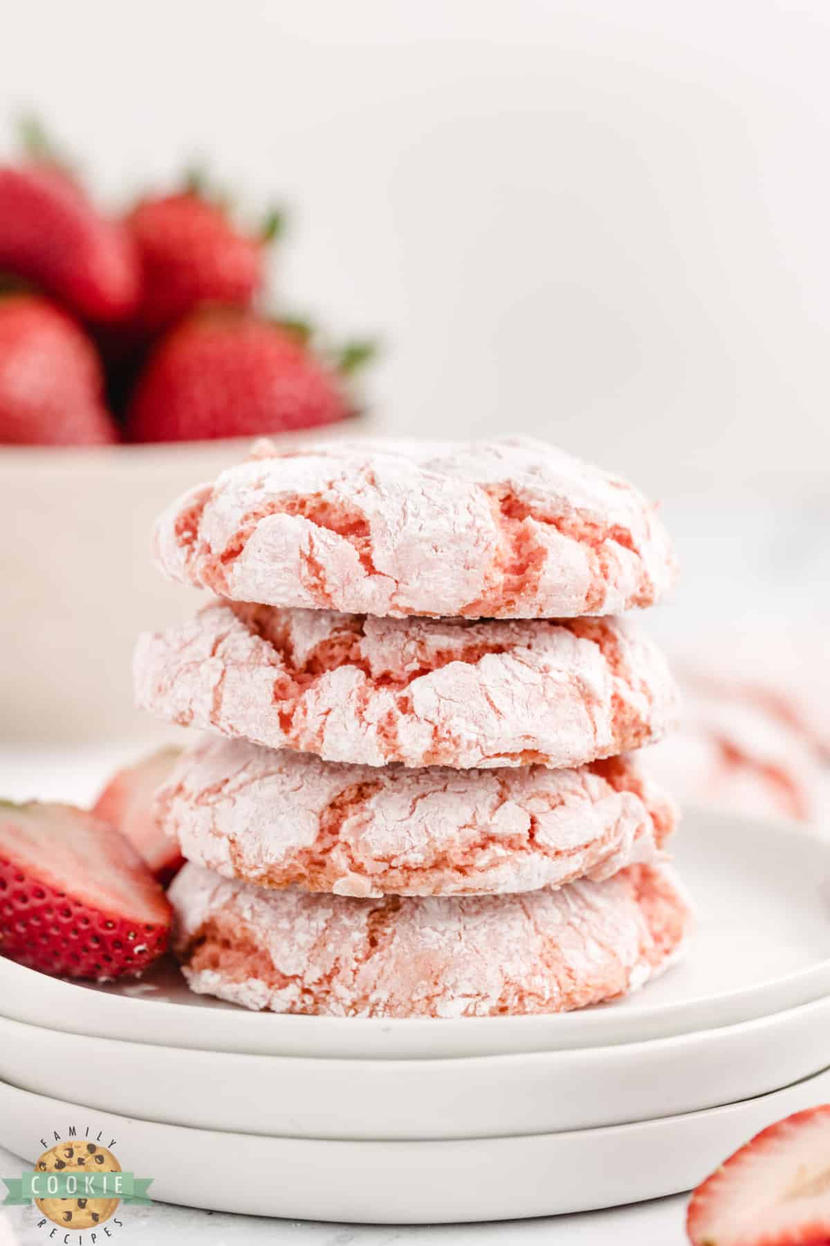 Strawberry Cool Whip Cookies made with a strawberry cake mix, Cool Whip and an egg. A lighter cookie recipe that is easy to make and with less calories than traditional cake mix cookies
