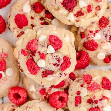 tray full of raspberry cheesecake cookies