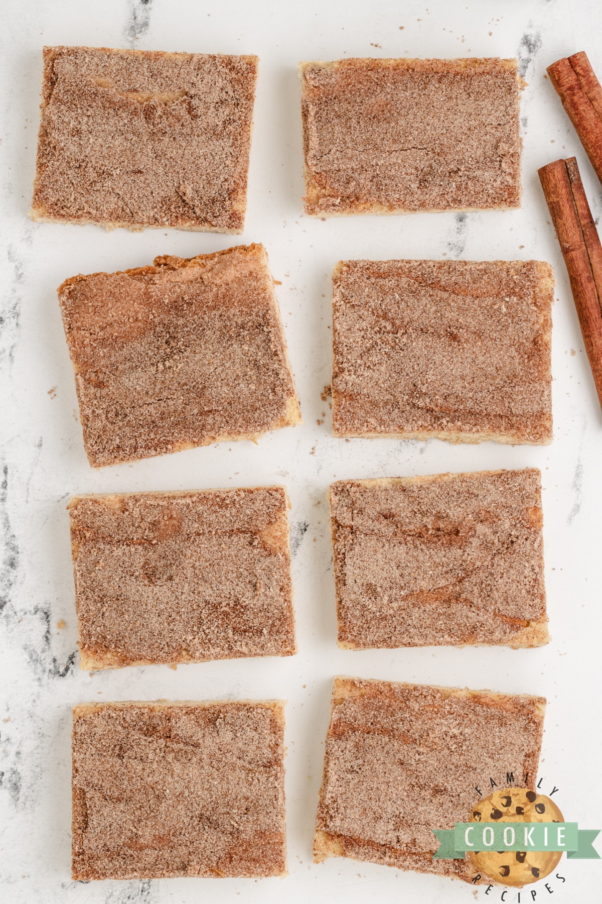 Cookie bars with cinnamon and sugar on top. 