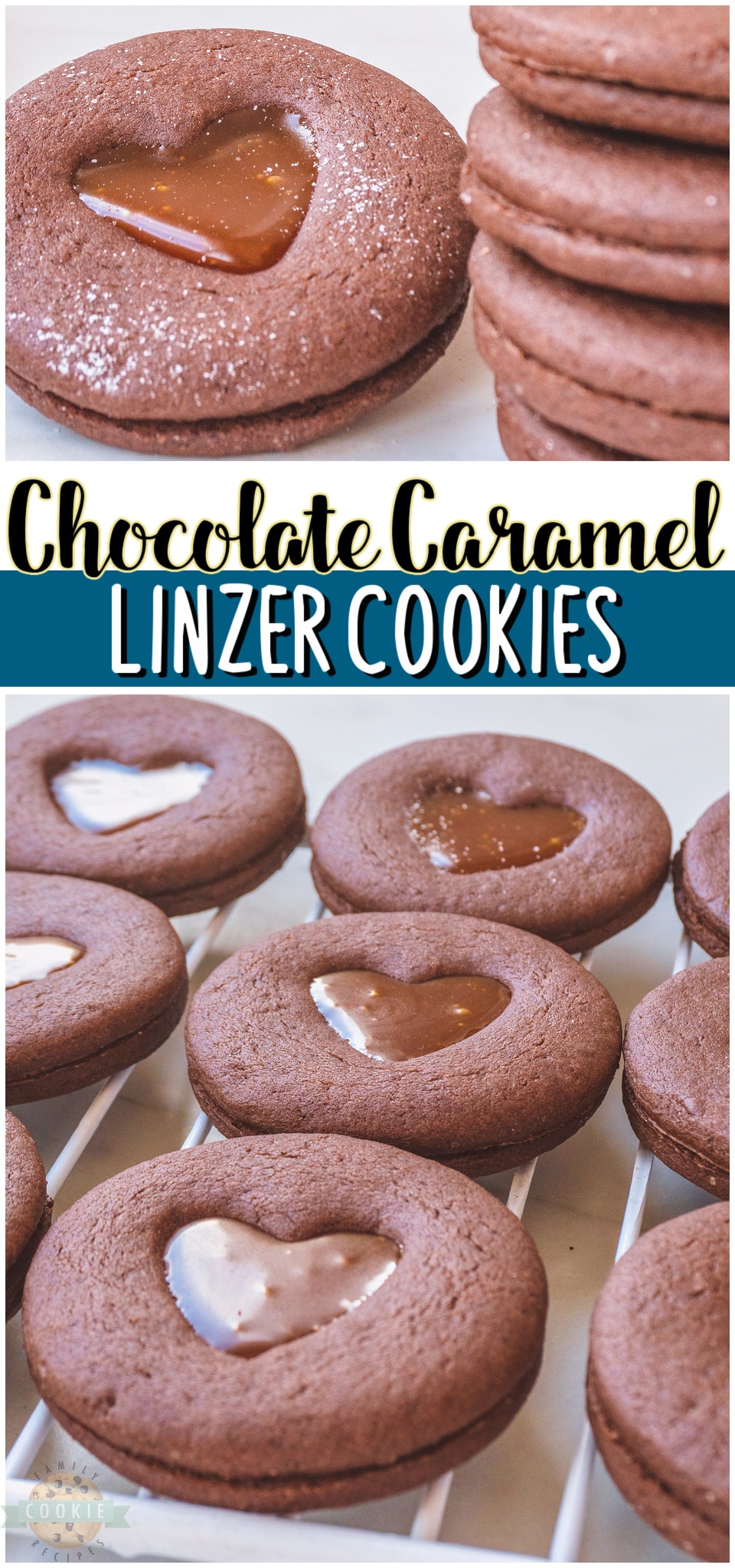 Chocolate Caramel Linzer Cookies are sandwich cookies that pack a lot of flavor into every gooey bite. With caramel filled chocolate cookies, every bite is going to be delicious but making these cookies is half of the fun!