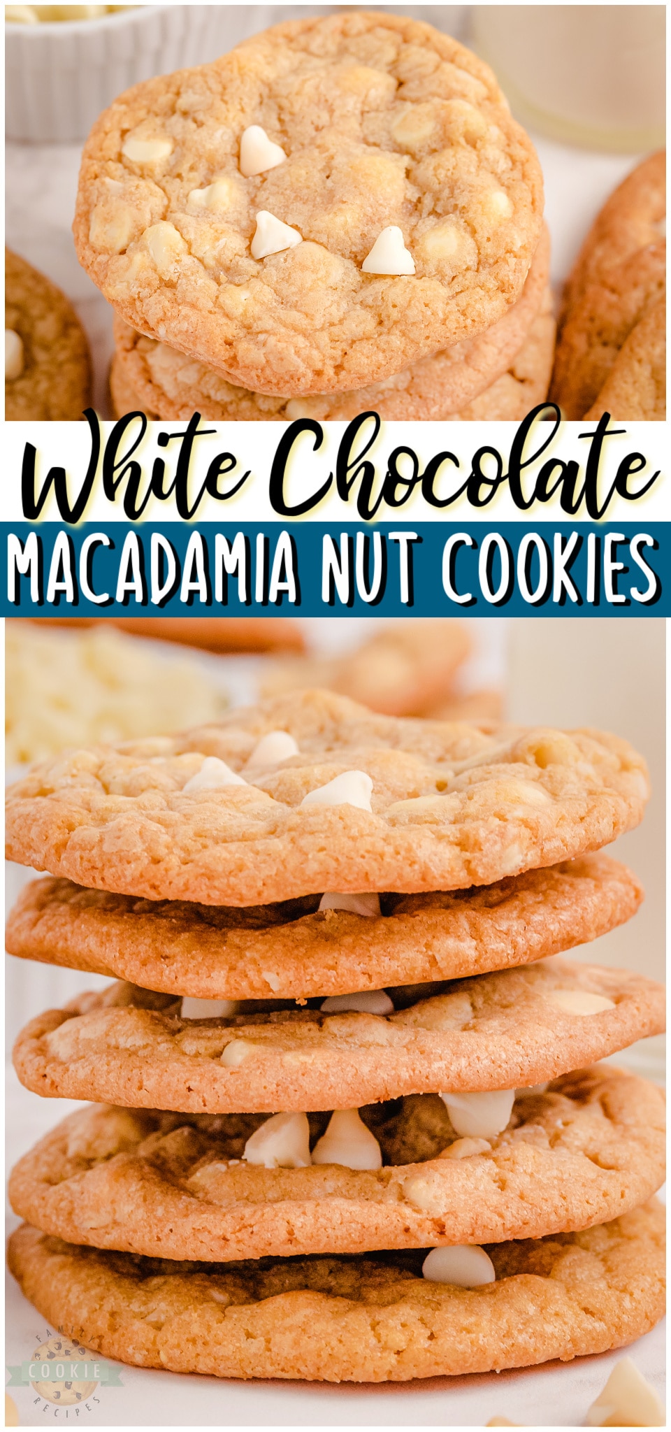 White chocolate chip cookies with macadamia nuts are a tasty treat that everyone can enjoy. With the soft and chewy cookies, buttery nuts and melt in your mouth chocolate chips, each bite is amazing!