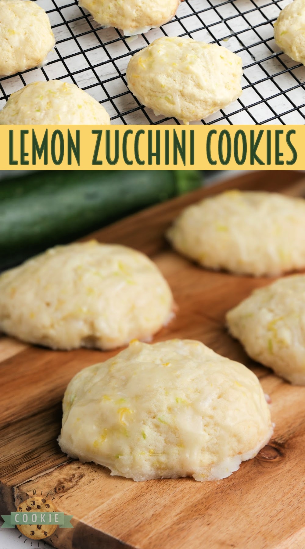 Lemon Zucchini Cookies made with lots of lemon flavor and shredded zucchini. Topped with a delicious lemon glaze, these zucchini cookies are absolutely incredible!  via @buttergirls