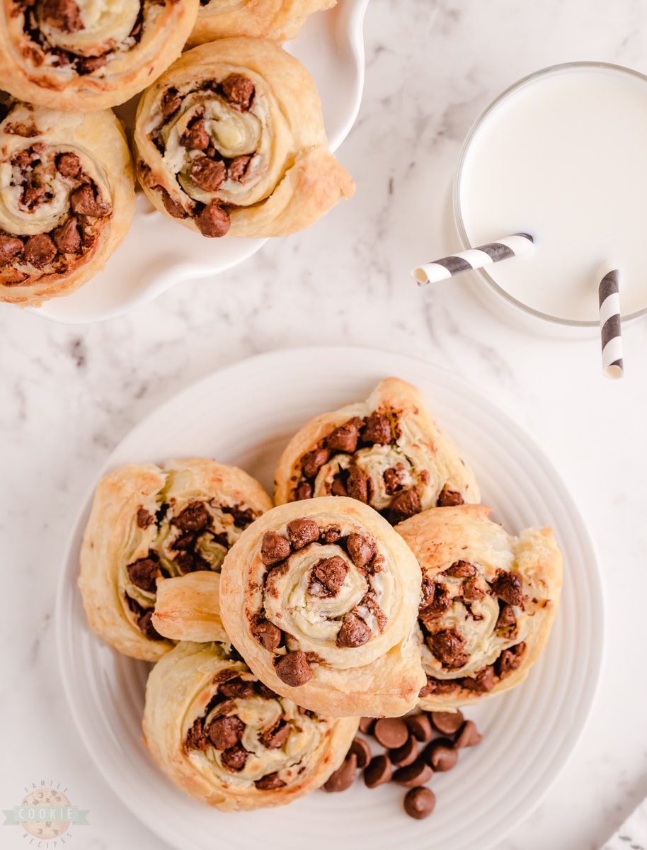 Chocolate Chip Cream Cheese Puff Pastry Cookies - Bunny's Warm Oven