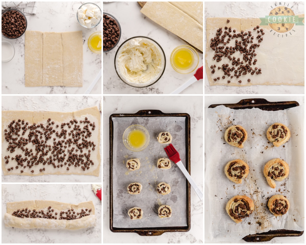 Chocolate Chip Cream Cheese Puff Pastry Cookies - Bunny's Warm Oven