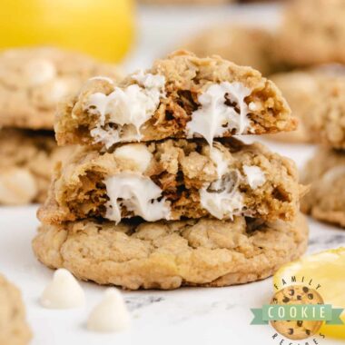 lemon oatmeal cookies broken in half