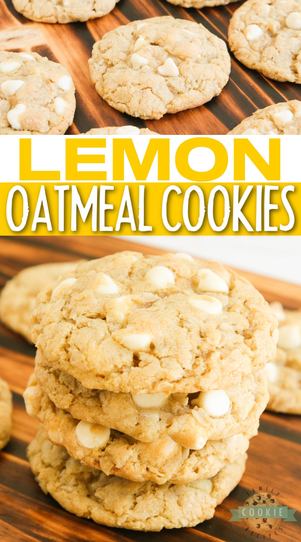 Lemon Oatmeal Cookies are soft, chewy and made with lemon pudding mix and white chocolate chips! Easy oatmeal cookie recipe with a ton of lemon flavor! via @buttergirls