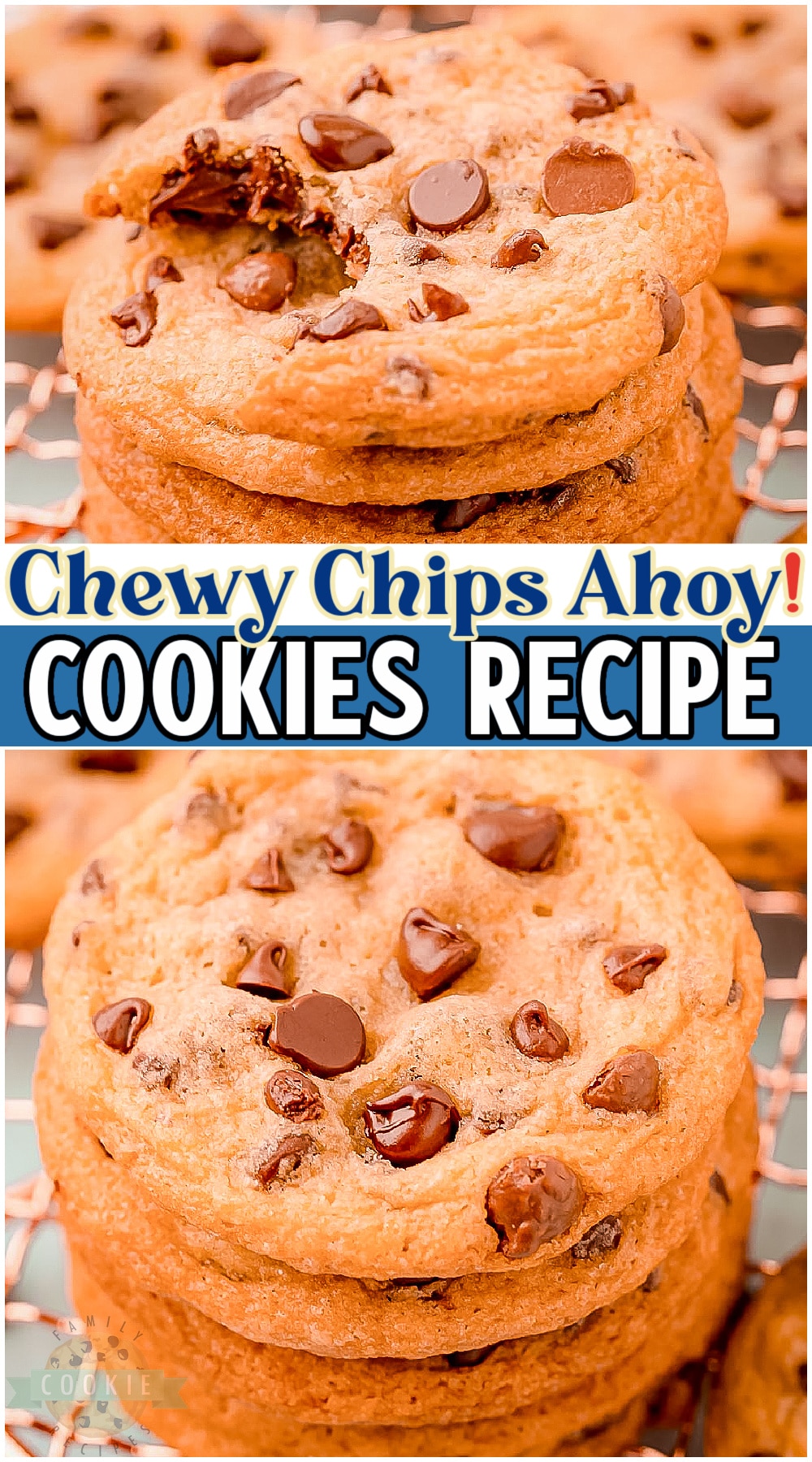 Copycat Chewy Chips Ahoy Cookies made easy at home with simple ingredients! Soft and chewy chocolate chip cookies even better than your favorite store-bought treat!