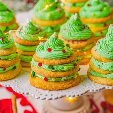 stacked christmas tree cookies
