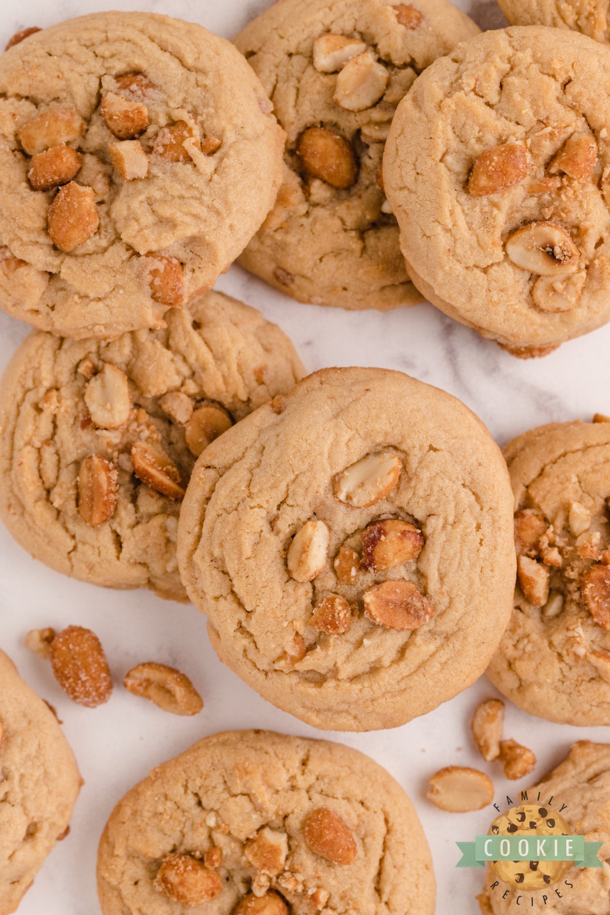 Honey Roasted Peanut Butter Cookies made with peanut butter and lots of honey roasted peanuts. Soft, chewy and delicious peanut butter cookie recipe with tons of peanut flavor! 