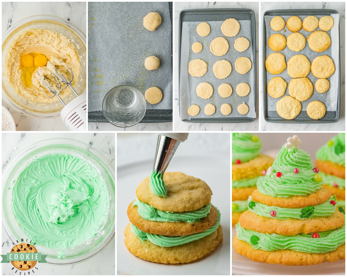 how to make stacked Christmas Tree Cookies