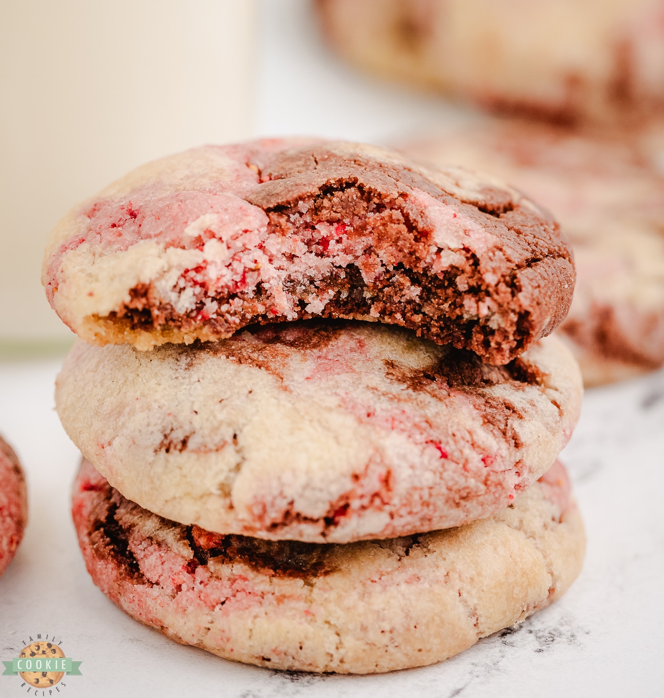 bite out of a neapolitan cookie