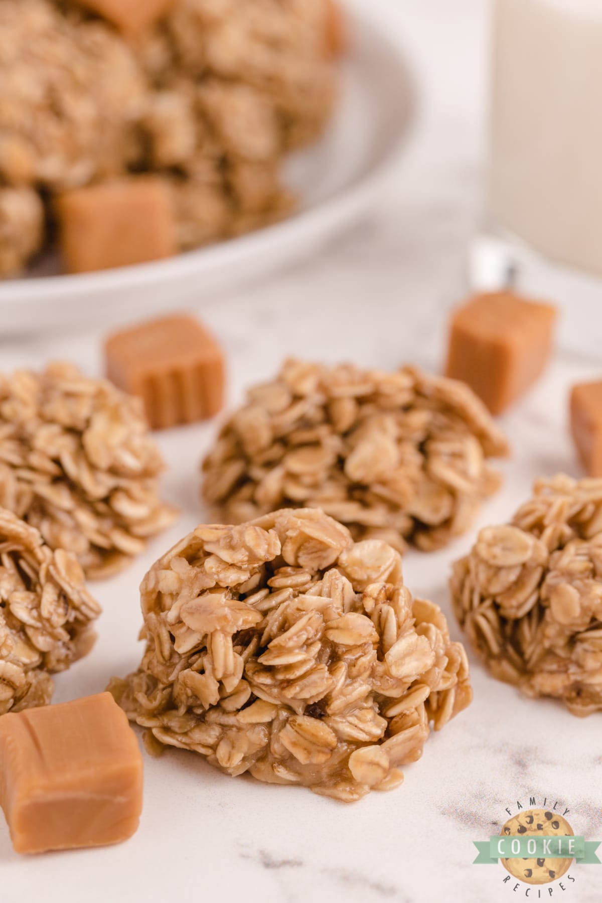 Caramel Oatmeal No Bake Cookies are made with a few simple ingredients and take less than 5 minutes to make! Best no bake cookie recipe made with oats and melted caramel. 