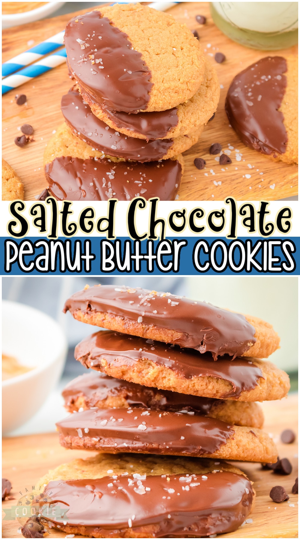 Chewy Peanut Butter Cookies dipped in chocolate, need I say more? Perfect homemade peanut butter cookies are gluten free and made with just 7 ingredients!