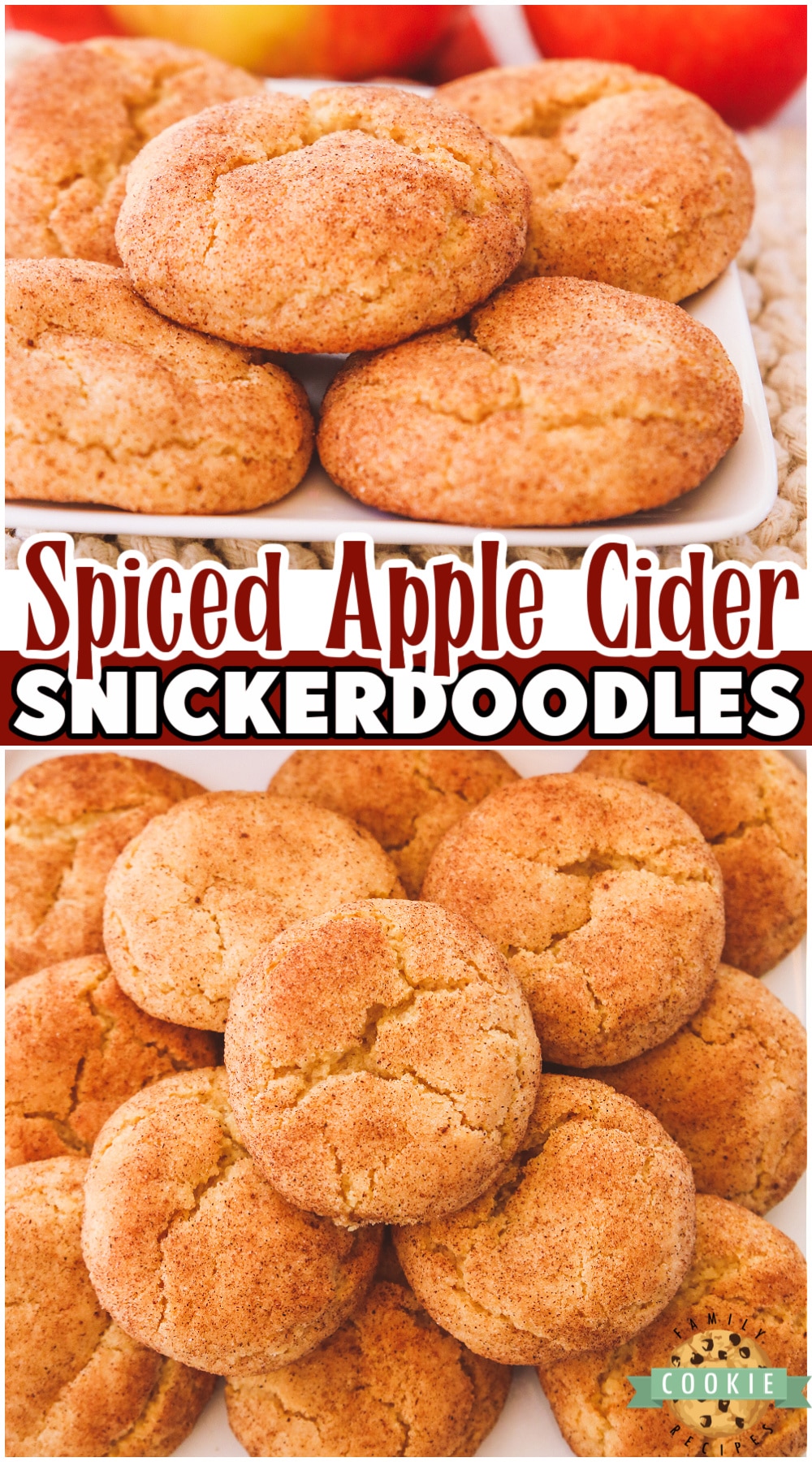 Apple Cider Snickerdoodles are everything you love about Snickerdoodles, with fresh & tangy apple cider! Fabulous Fall flavors in this apple cinnamon spiced snickerdoodle recipe. 
