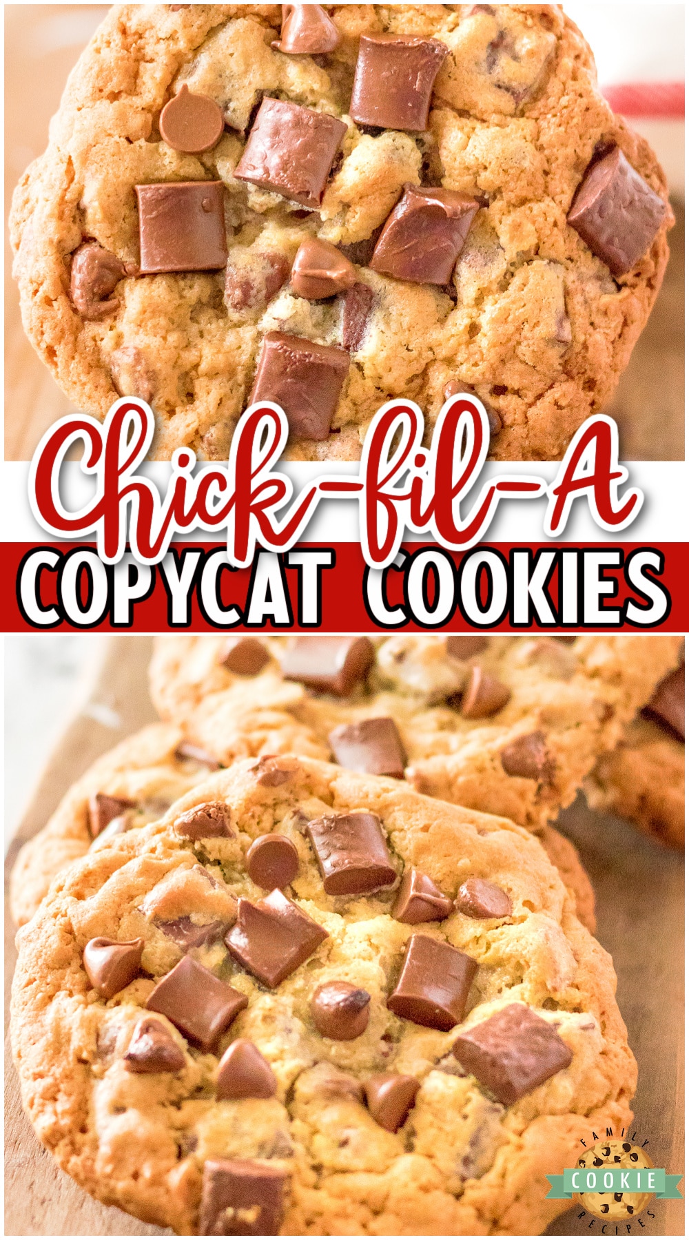 Copycat Chick-fil-A cookies are soft & chewy chocolate chip made even better than the restaurant! Double chocolate chunk cookies that everyone loves! 