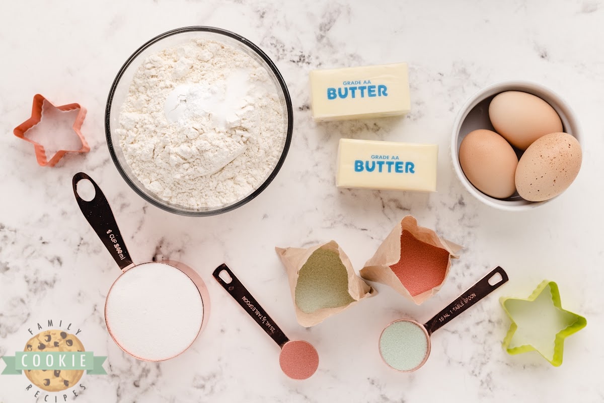 Ingredients in Christmas Jello Sugar cookies