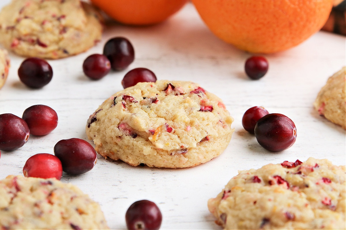 Cranberry Orange cookies made with orange extract and fresh cranberries