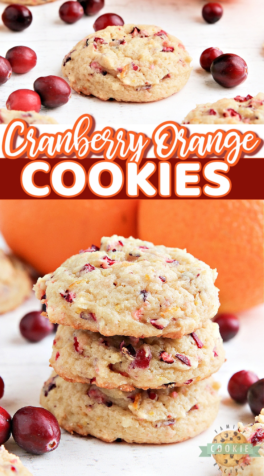 Cranberry Orange Cookies are soft, chewy and packed with orange flavor and fresh cranberries. The perfect cookie recipe for fall! 