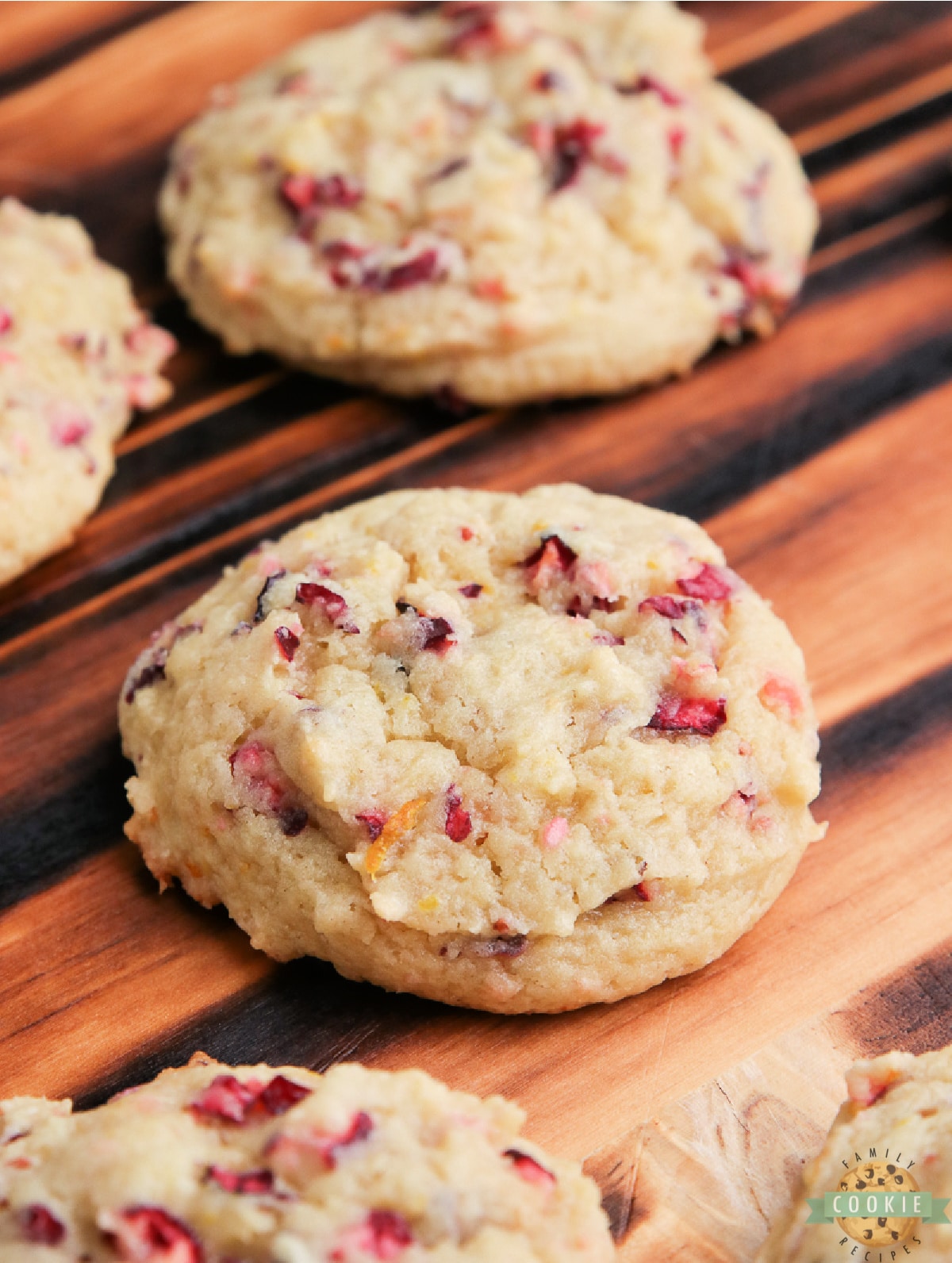 Orange cookies with cranberries