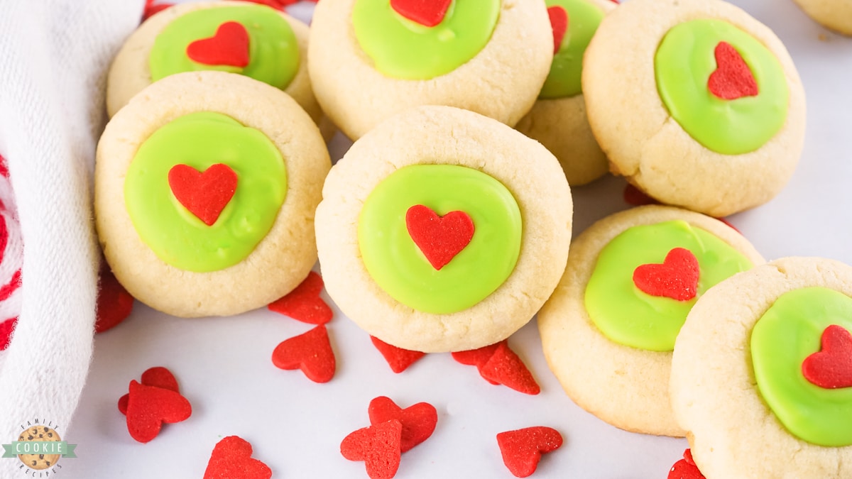 Grinch Thumbprint Cookies