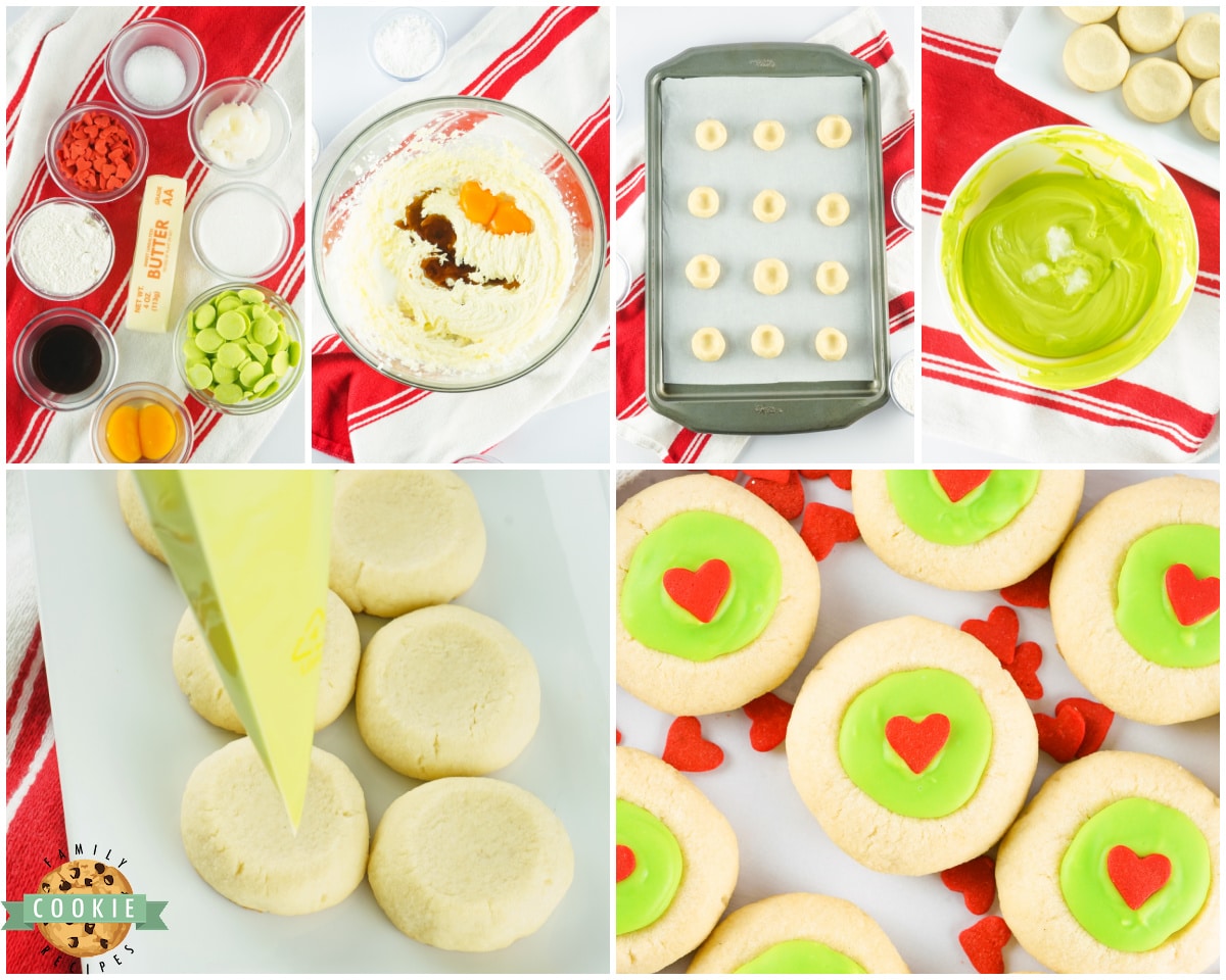 How to Make Grinch Thumbprint cookies