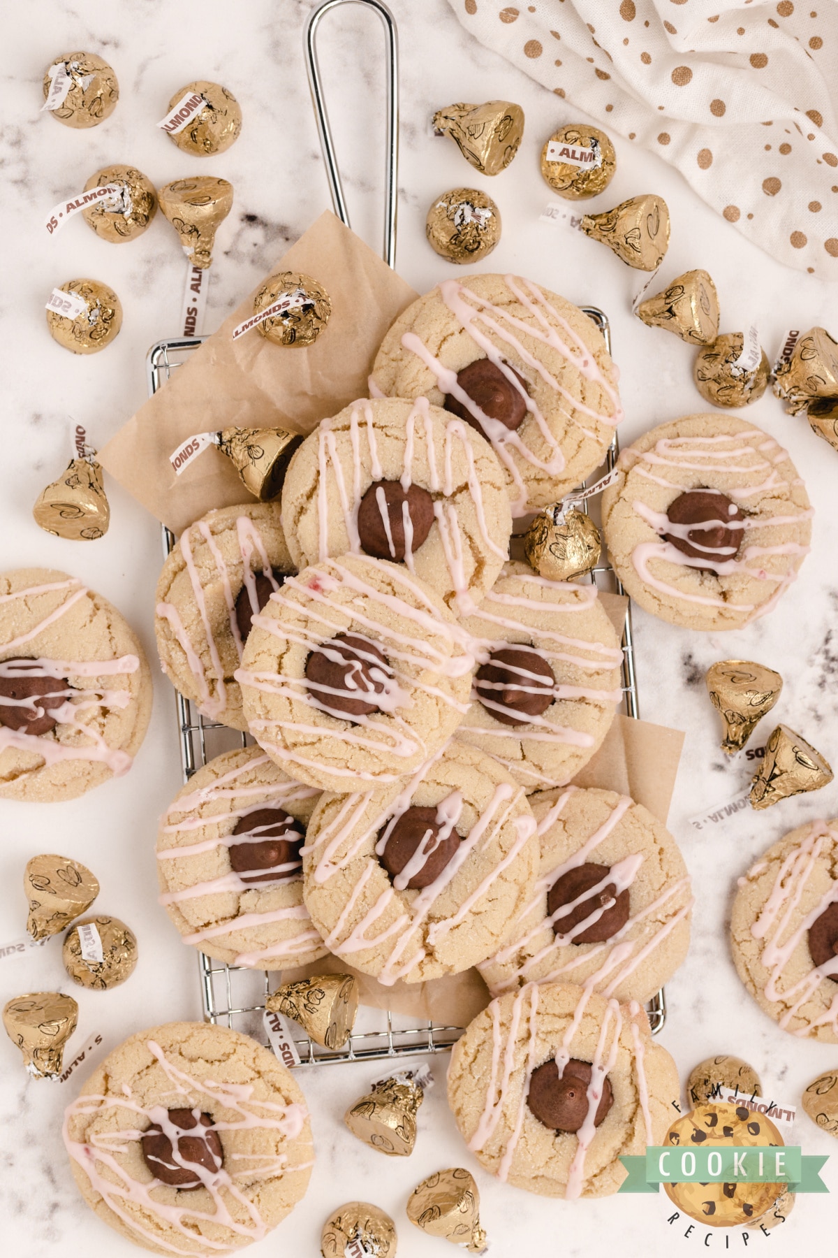 Almond cookies with almond kisses in the middle