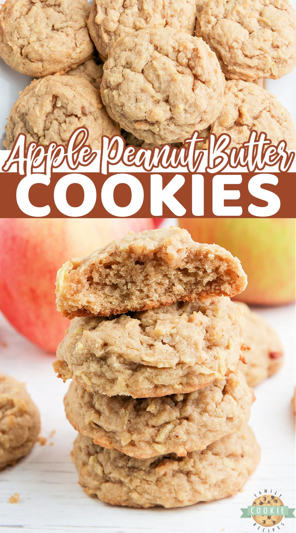 Apple Peanut Butter Cookies that are soft, chewy and packed with freshly grated apple. Delicious peanut butter cookie recipe that is even better with apples in it!