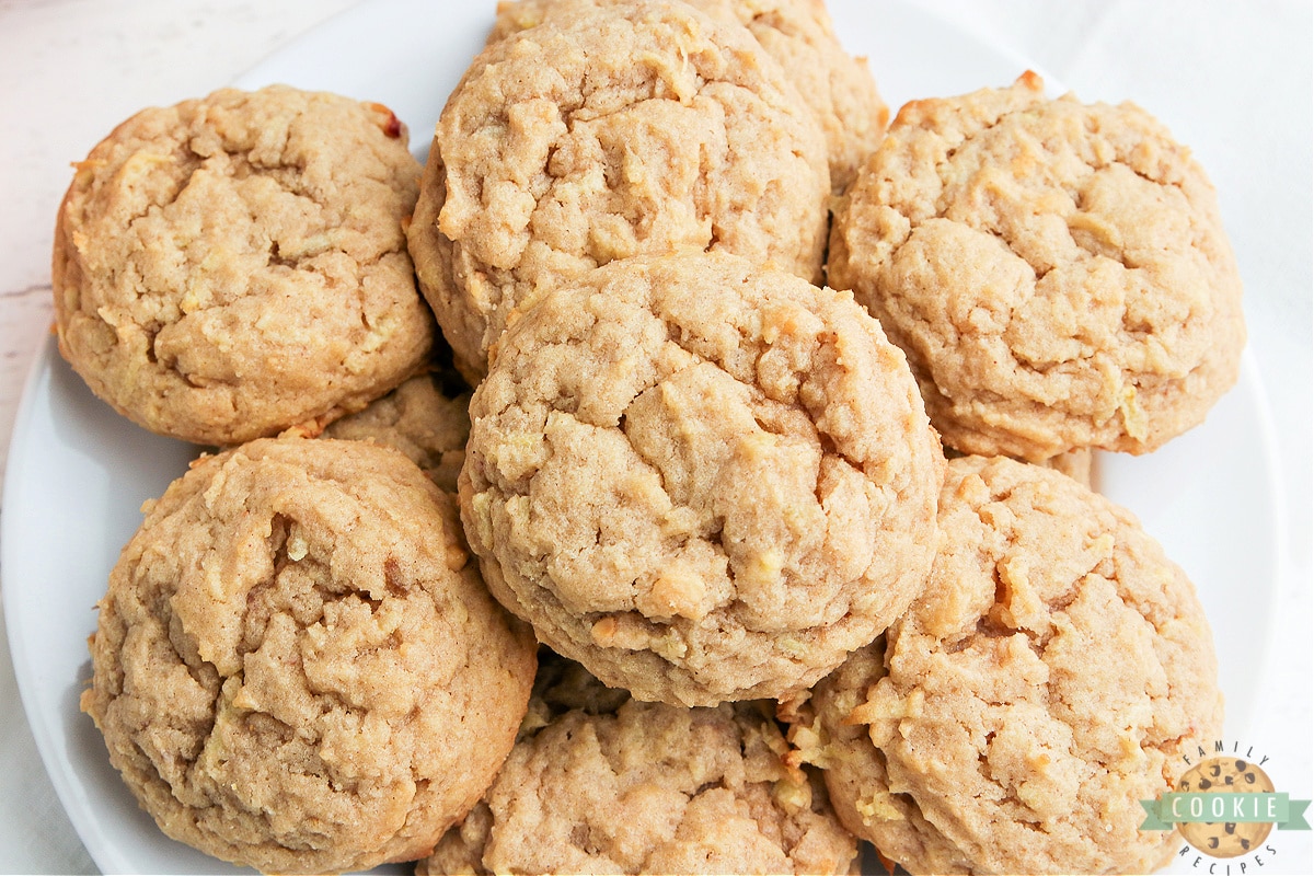 Peanut butter cookies with fresh grated apples in them 