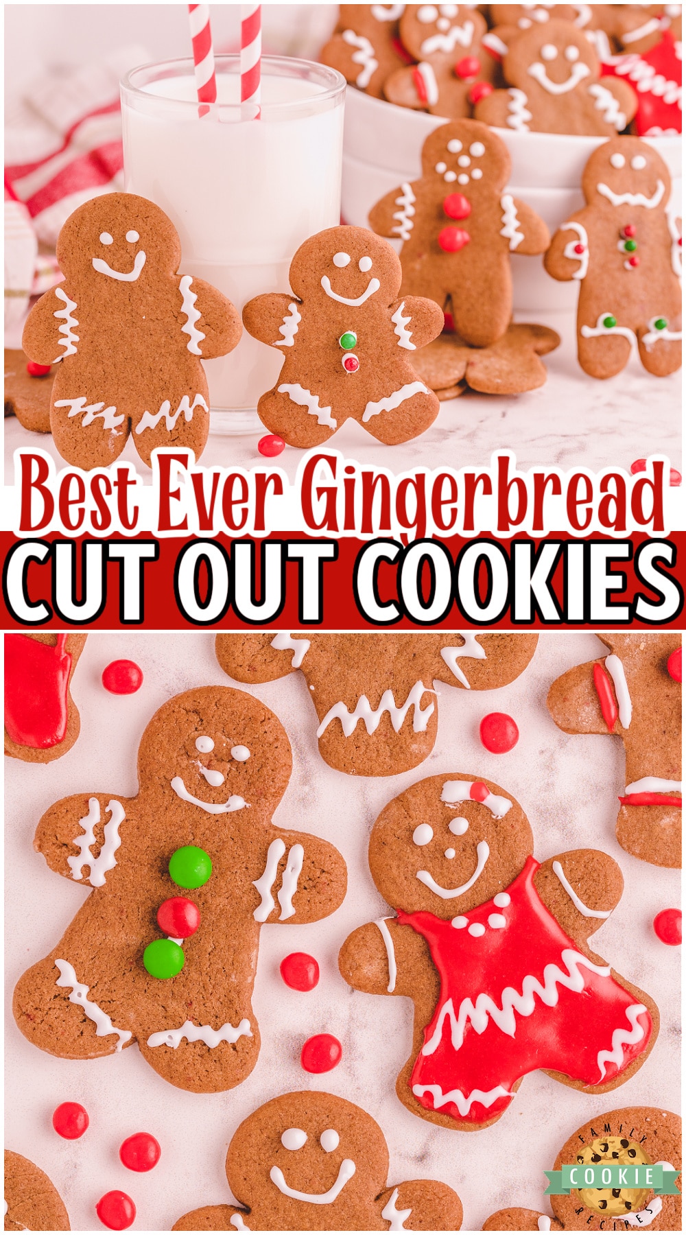 I've searched for years- THESE are the best gingerbread cut out cookies! The dough holds shape, bakes up perfectly every time & has a fantastic spiced gingerbread flavor. Favorite gingerbread men recipe ever!