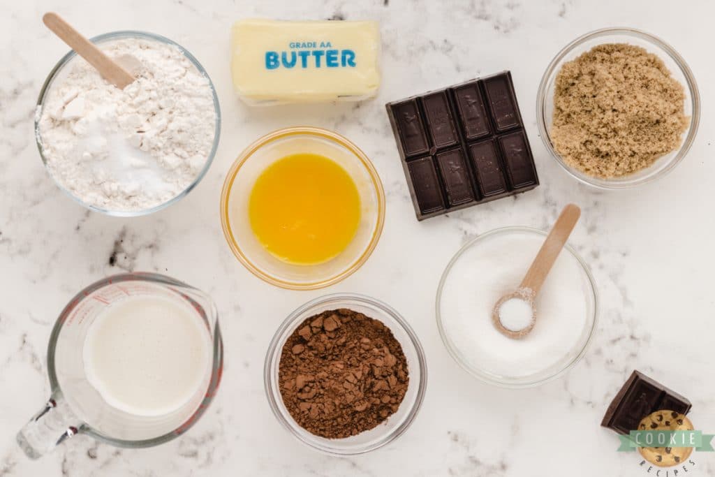 Ingredients in chocolate thumbprint cookies