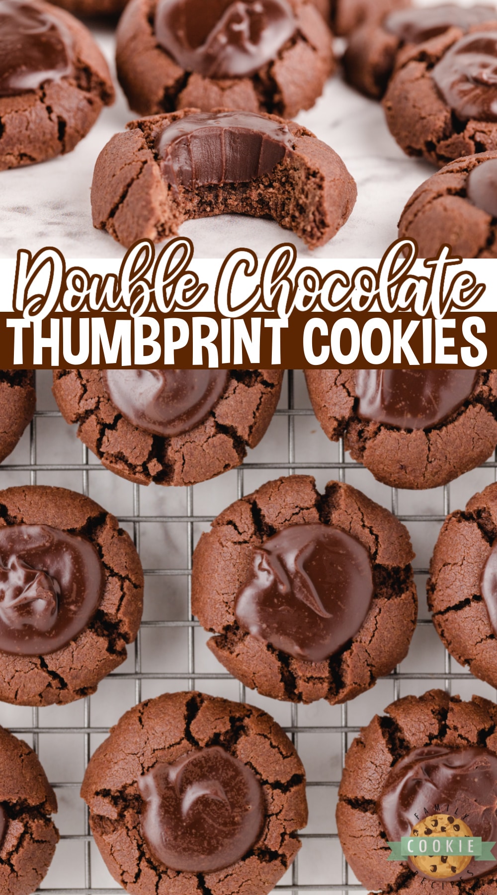 Double Chocolate Thumbprint Cookies are thick, chewy chocolate cookies filled with a creamy chocolate ganache. Perfect chocolate cookie recipe for all chocolate lovers!